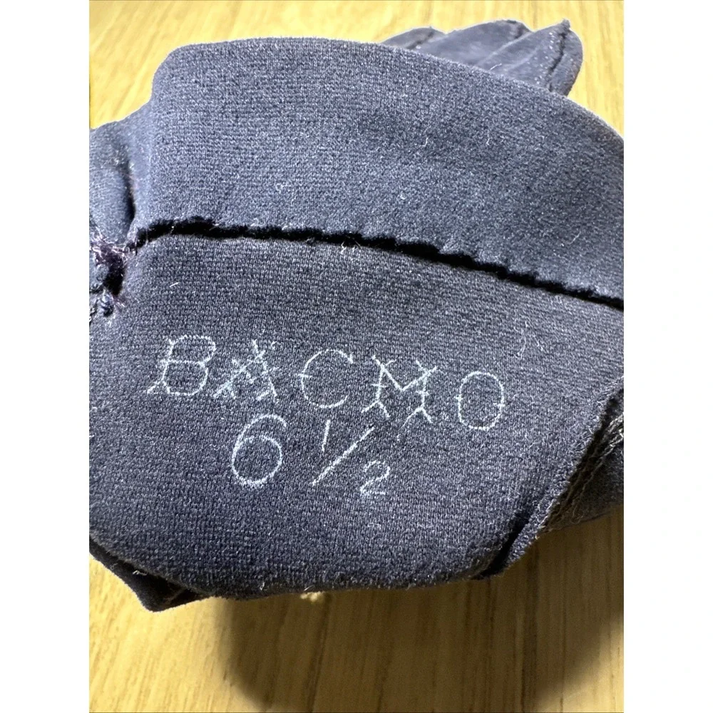 Alexette Bacmo Leather Vintage Gloves Size 6.5 Super Soft Black Wrist‎